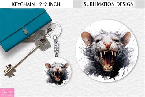 Roaring Rat Head|Keychain Sublimation Design