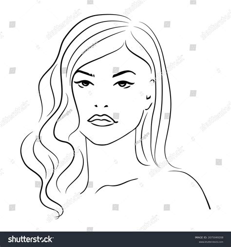 Beautiful Woman Curly Hair Isolated Vector Stock Vector Royalty Free 2075049208 Shutterstock