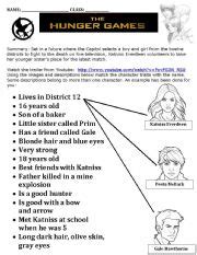 Hunger Games Matching Task Esl Worksheet By Jackiecr