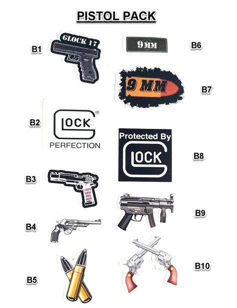 Pistol Pack / Gun Stickers / AK Stickers /handgun Stickers/ Pack of 10 ...