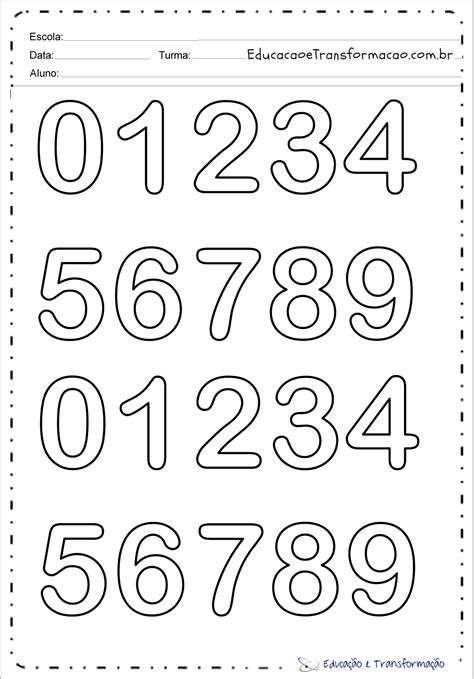 Molde Numeros Para Imprimir - Molde de números grandes e pequenos para imprimir