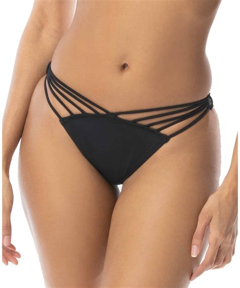 Sundazed Women S Lacy Strappy Cheeky Hipster Bikini Bottoms Black S