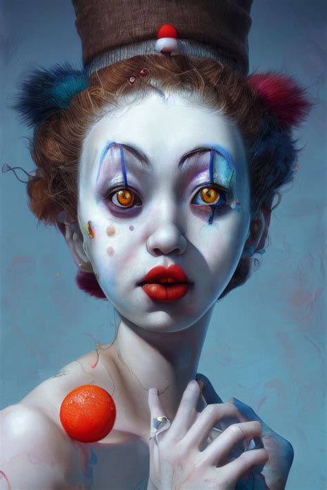 Krea Ai Breathtaking Detailed Painting Of Clown Girl Wit