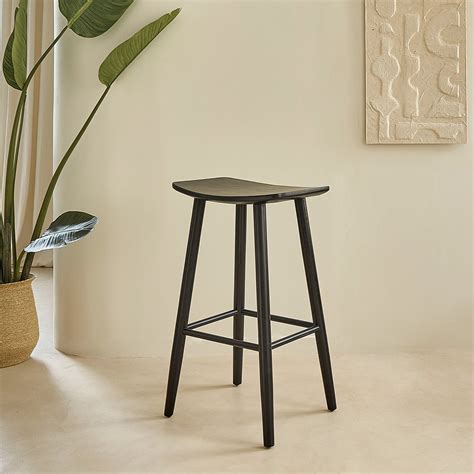 Lot De Tabourets En Teck Massif Noir Cm Ambre Mobilier De Salle