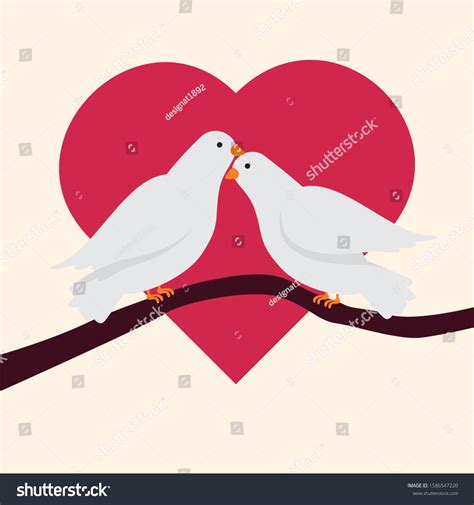 Couple Doves Heart Shape Background Stock Vector Royalty Free