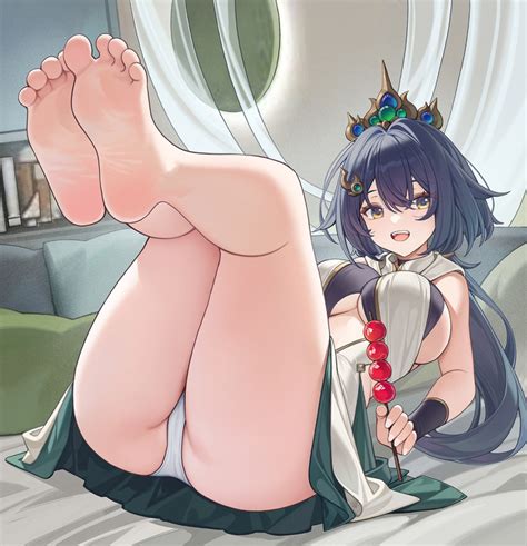 Rule 34 1girls Barefoot Catsmoon Feet Feet Up Food Foot Fetish Holding Food Honkai Star Rail