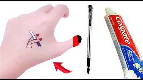 How To Make Tattoo At Home Diy Tattoo With Pen Youtube