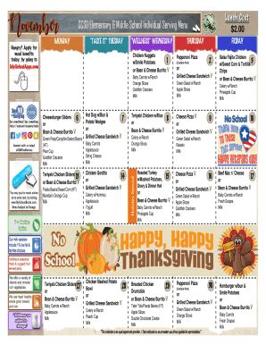 Fillable Online Ccsd Elementary Middle School Individual Serving Menu