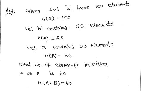 [solved] Let The Universal Set S Have 100 Elements A And B Are