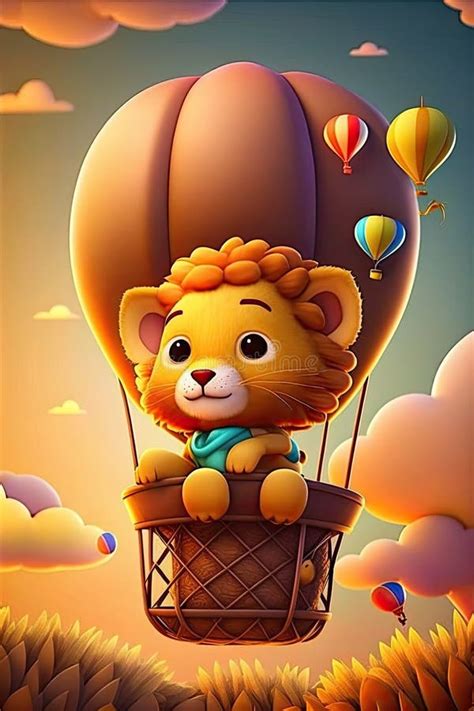 Cute D Render Illustration Of An Elephant Hot Air Balloon Stock Illustration Illustration Of