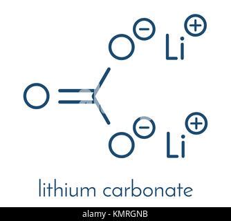 Lithium carbonate (Li2CO3) bipolar disorder drug, chemical structure ...