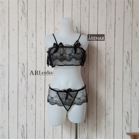 Jual Ska Sexy Lingerie Bra Set Hitam Bikini Hitam Transparan Tipis Kota Bandung Arenar