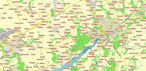 _Bretagne France Vector Map exact extra detailed All Roads Cities Towns ...