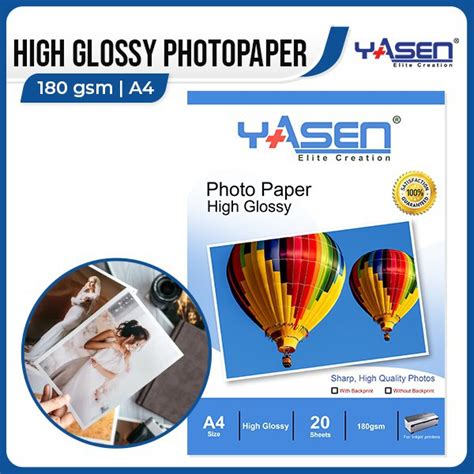 Yasen Glossy No Back Print Photo Paper A Size Gsm Gsm Gsm