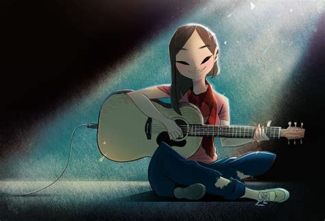 Artstation Playing A Guitar Girl