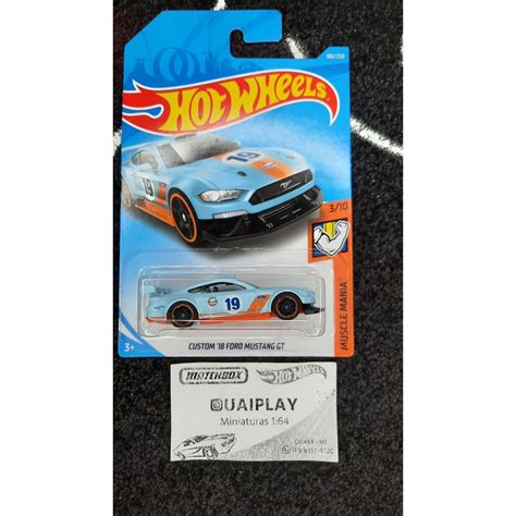 Hot Wheels Custom Ford Mustang Gt Gulf Azul Shopee Brasil