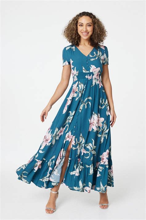 Dresses Floral Fit And Flare Maxi Dress Izabel London