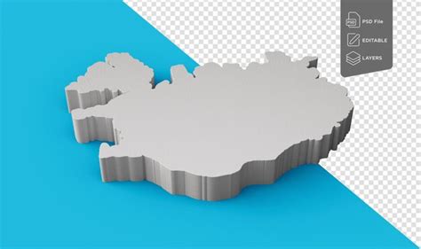 Mapa 3d Geografia Da Islândia Cartografia E Topologia Em Fundo Azul Do