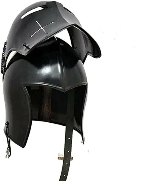 Chevalier M Di Val Armure Romaine Croix Noire Barbuta Acier Templier