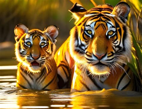 Premium AI Image | bengal tiger with cubs background wallpaper