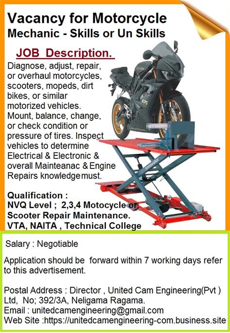 Job Description Motorcycle Mechanic | Reviewmotors.co