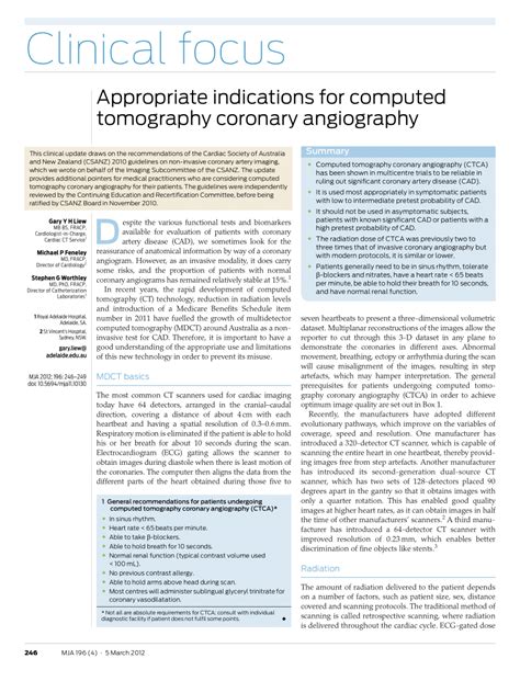 Pdf Appropriate Indications For Computed Tomography Coronary Angiography