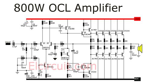 800 Watt Power Amplifier OCL Electronic Circuit