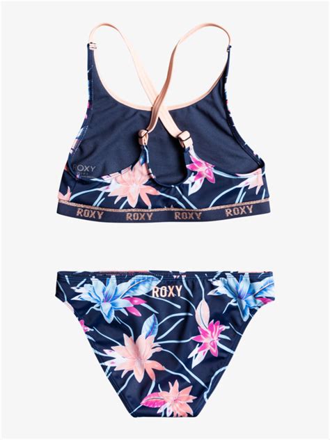 Roxy Sporty Crop Top Bikini Set For Girls Roxy