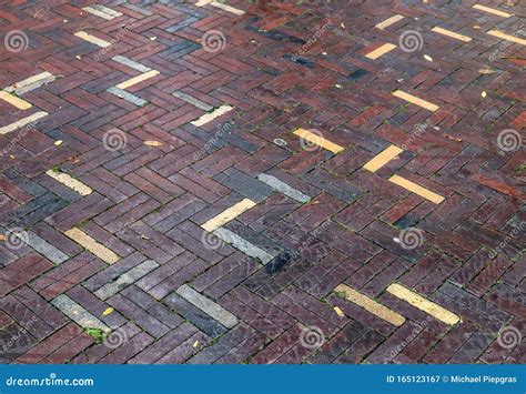 Detailed Close Up View On Cobblestone Streets And Sidewalks In High