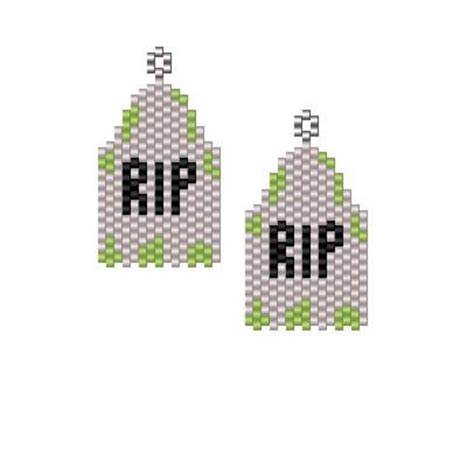 Halloween Tombstone Beaded Brick Stitch Earring Pattern Pdf Etsy