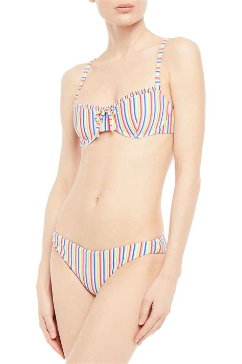 Onia Lily Striped Stretch Piqu Low Rise Bikini Briefs The Outnet