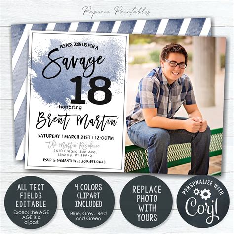 Male Birthday Invitation Templates