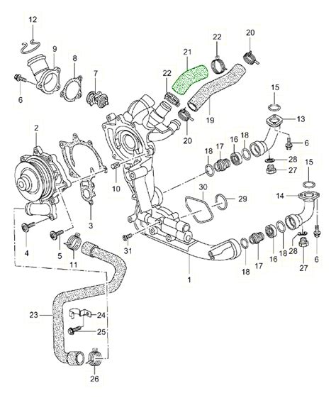 Original Porsche Coolant Hose At Water Pump Housing For