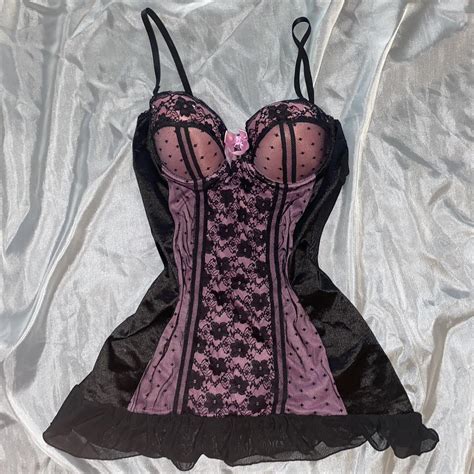 Prettiest Lingerie Pink And Black Mini Dress Depop