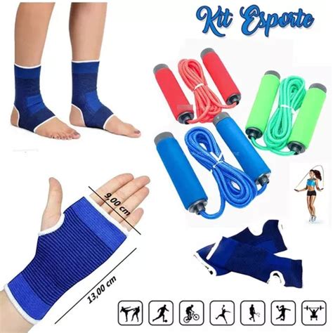 Kit Sport Tornozeleira Corda Munhequeira El Stica Compress O