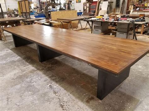 Large Reclaimed Wood Conference Table Custom Modern Industrial Wood