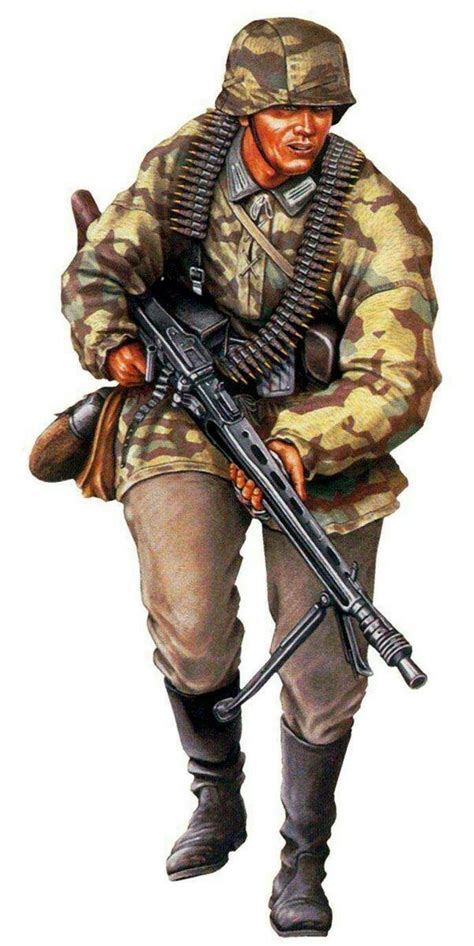 German Mg 42 Gunner Normandy 1944 German Uniforms Wwii Uniforms