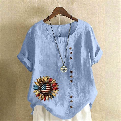 Gamivast Womens Summer Tops Crew Neck Short Sleeve Casual Oversized