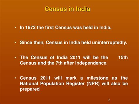 PPT Census Of India 2011 Preparation Of The National Population