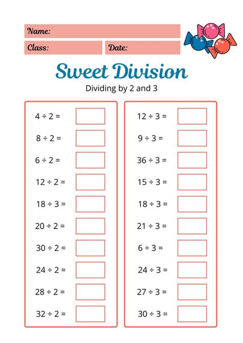 Free to edit and print division worksheet templates | Canva