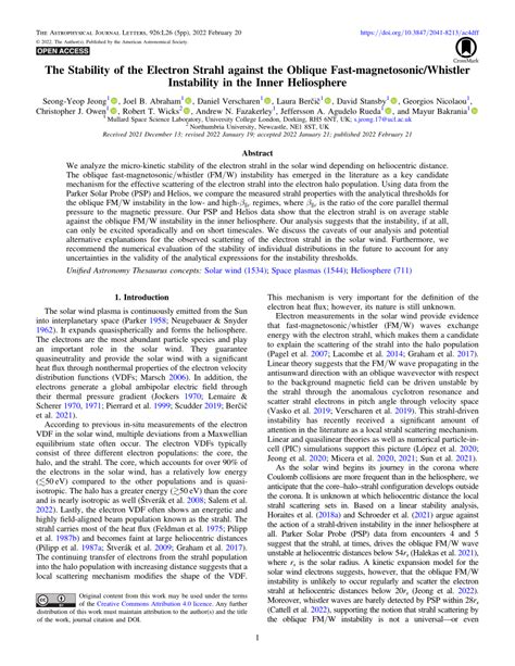 PDF The Stability Of The Electron Strahl Against The Oblique Fast