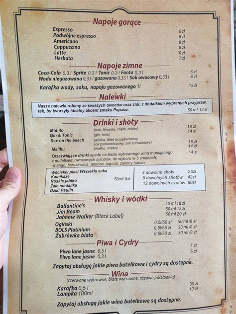 Menu at POPAS Restauracja przyjęcia i imprezy zorganizowane