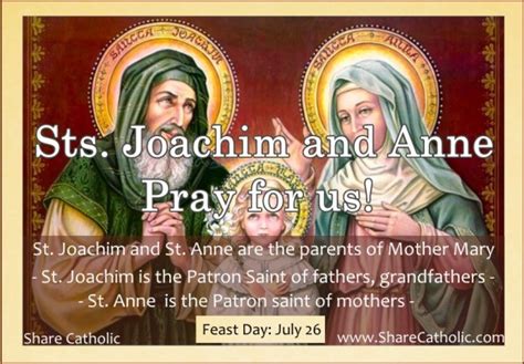 Sts Joachim And Anne Feast Day July 26