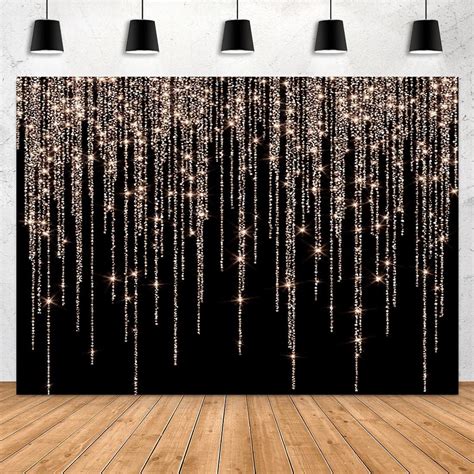 Aperturee Glitter Rose Gold And Black Backdrop 7x5ft Sweet 16th Birthday Girls