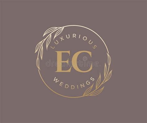 ec initials letter wedding monogram logos template hand drawn modern