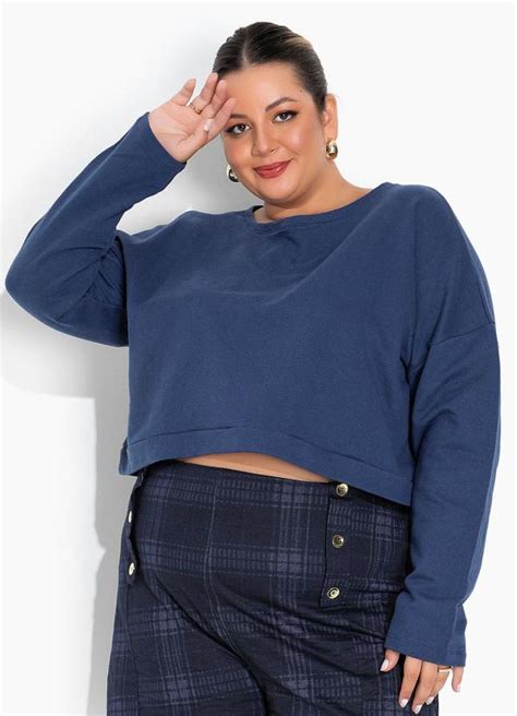 Casaco Azul Marinho Plus Size Marguerite