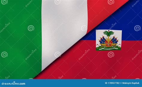 Haiti And Italy Flags Together Fabric Texture Illustration Royalty Free