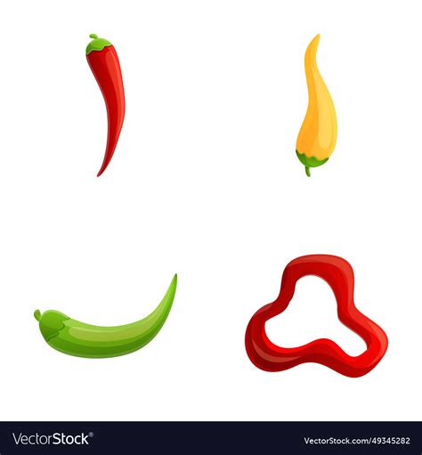 Hot pepper icons set cartoon colorful Royalty Free Vector