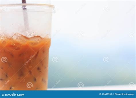 Iced Coffee With Straw In Plastic Cup Stock Image Image Of Sweet Refreshment 72630553