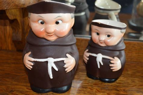 Vintage Goebel Creamers Friar Tuck Pitchers Germany 1950s Hand